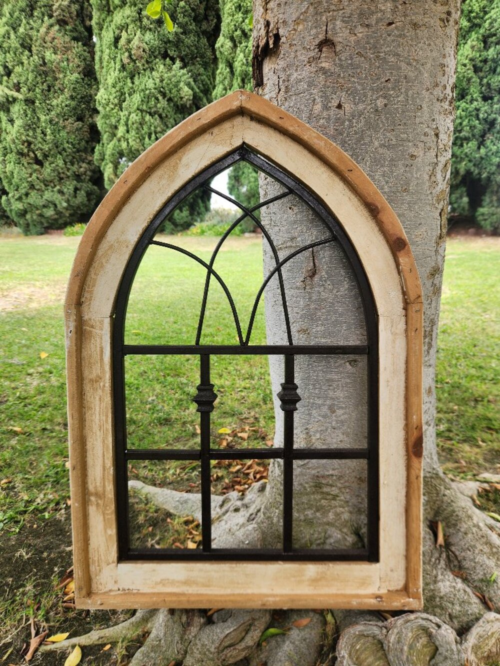 28" H. Paduo Arch Wood Frame - Distressed White - Shabby Chic